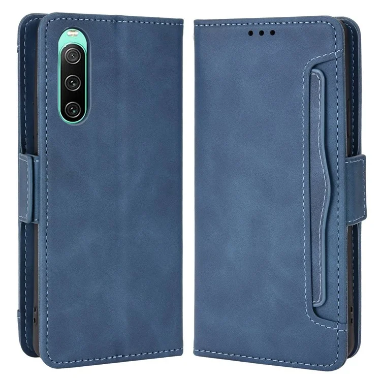Für Sony Xperia 10 IV Wallet Style Stand Phone Bag Case Magnetic Flip Shockproof PU Leather Phone Cover - Blau