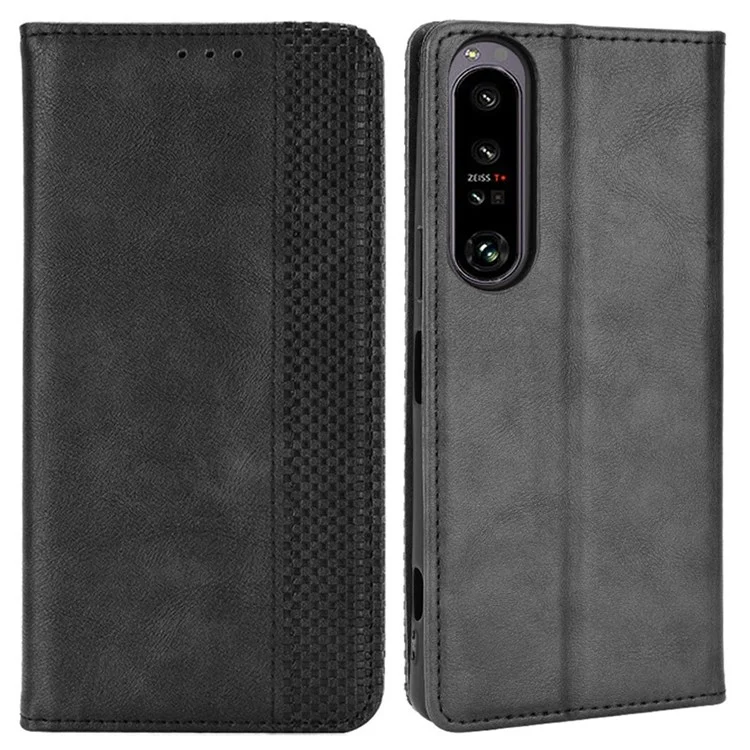 Coperchio Telefonico Assorbito Automatico Della Superficie Retrò Per Sony Xperia 1 IV, Accessorio Per Telefoni Con Guscio Di Guscio Di Pellicola Anti-scratch - Nero