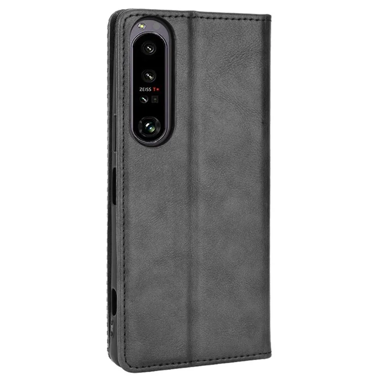 Coperchio Telefonico Assorbito Automatico Della Superficie Retrò Per Sony Xperia 1 IV, Accessorio Per Telefoni Con Guscio Di Guscio Di Pellicola Anti-scratch - Nero