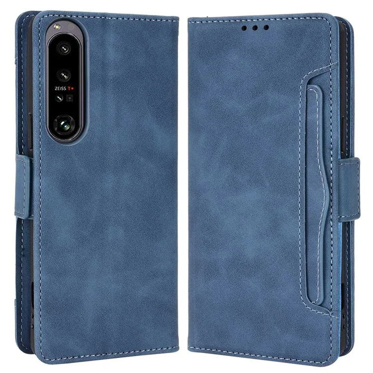 Anti-Kratzer-Telefonbeutel Hülle Für Sony Xperia 1 IV, Magnetic Flip Wallet Ständer Ständer Schockdes Leder-Telefonabdeckung - Blau