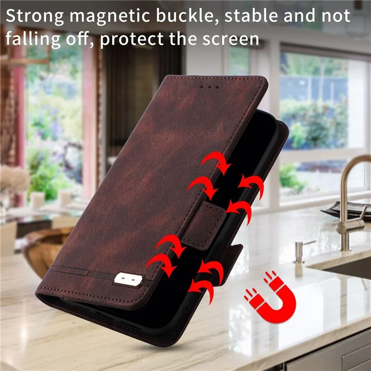 Für Sony Xperia 1 IV PU Lederschockdicht Hardware Design Telefon Hülle Wallet Stand Folio Flip Cover - Kaffee