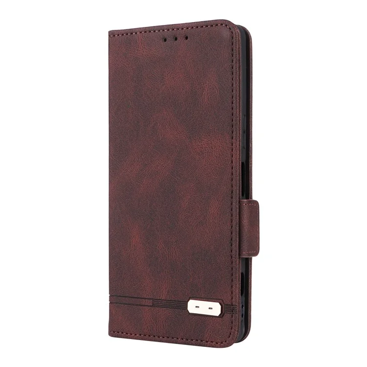 Für Sony Xperia 1 IV PU Lederschockdicht Hardware Design Telefon Hülle Wallet Stand Folio Flip Cover - Kaffee