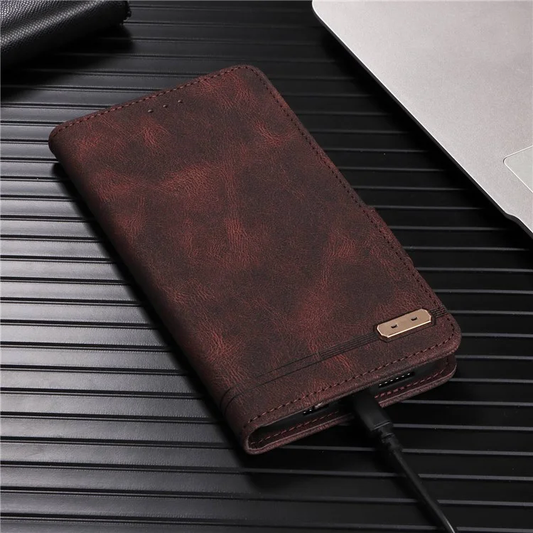 Für Sony Xperia 1 IV PU Lederschockdicht Hardware Design Telefon Hülle Wallet Stand Folio Flip Cover - Kaffee
