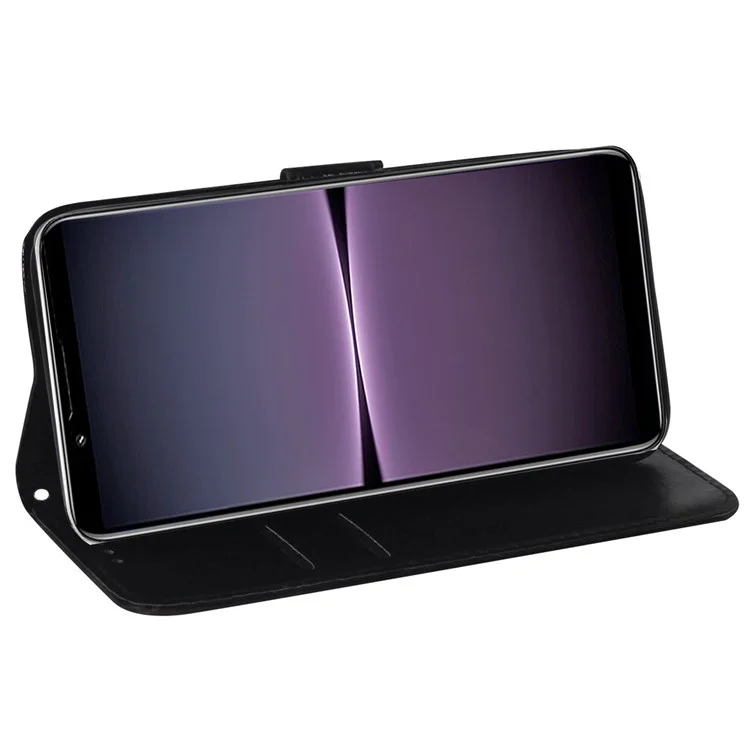 Für Sony Xperia 1 IV Anti-fall-stall-leder-flip-hülle Phone Schutzschale Schillernblumenmuster Magnetische Telefonabdeckung Mit Standbrieftasche - Violett