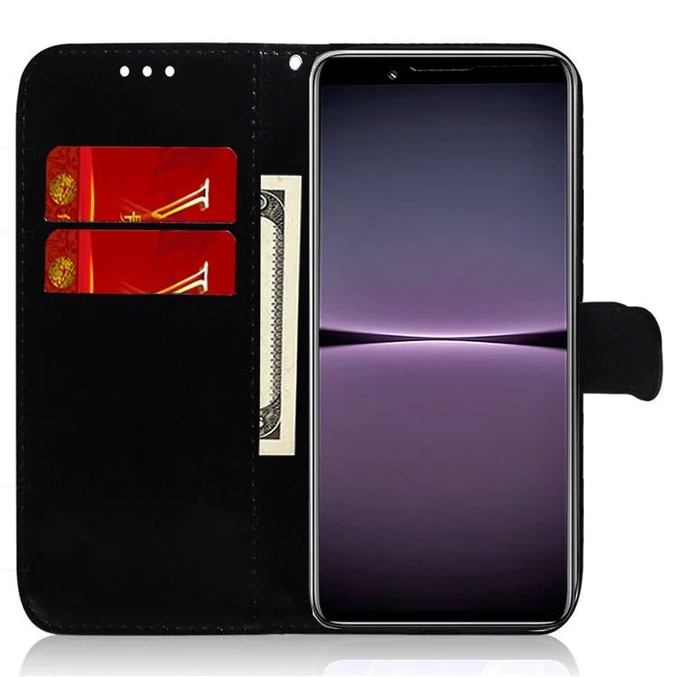 Für Sony Xperia 1 IV Anti-fall-stall-leder-flip-hülle Phone Schutzschale Schillernblumenmuster Magnetische Telefonabdeckung Mit Standbrieftasche - Violett
