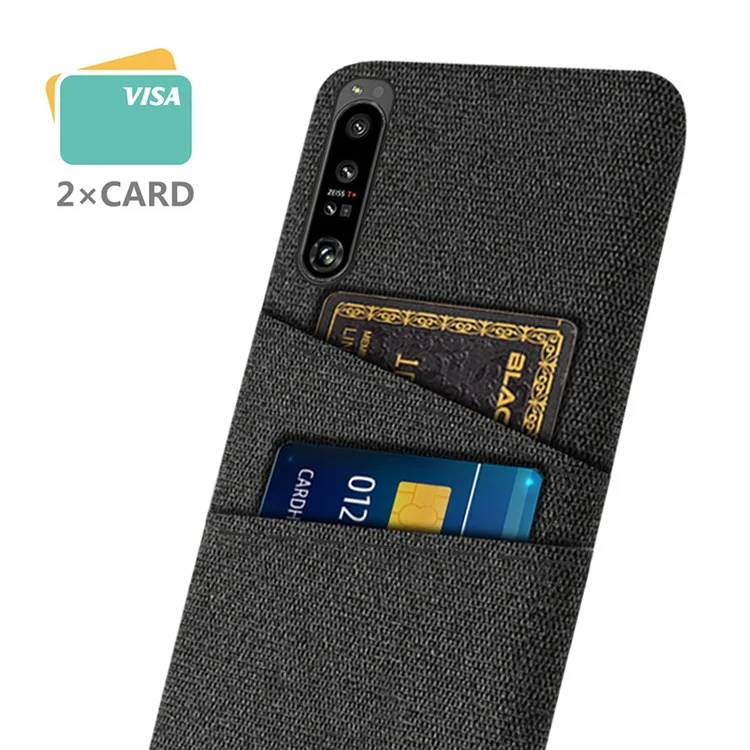 Для Sony Xperia 1 IV Чехол для телефона с тканевой текстурой, двумя слотами для карт, надежной защитой - черного цвета