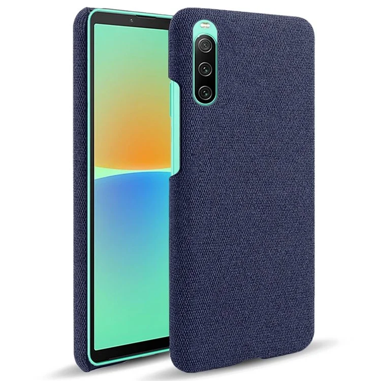 For Sony Xperia 10 IV Anti-fall Mobile Phone Case Shell Solid Color Hard PC+Cloth Phone Cover - Blue