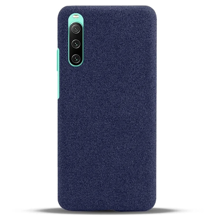 For Sony Xperia 10 IV Anti-fall Mobile Phone Case Shell Solid Color Hard PC+Cloth Phone Cover - Blue