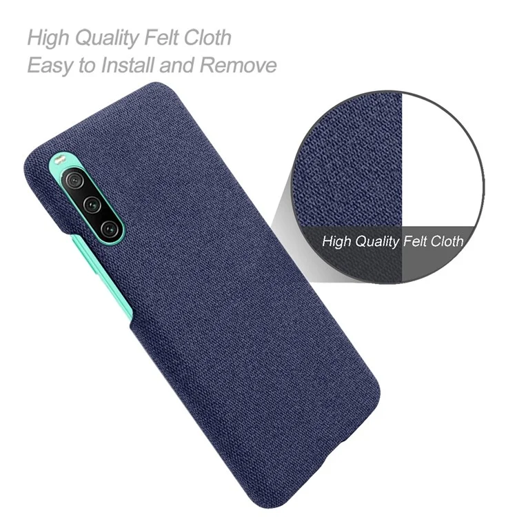 For Sony Xperia 10 IV Anti-fall Mobile Phone Case Shell Solid Color Hard PC+Cloth Phone Cover - Blue