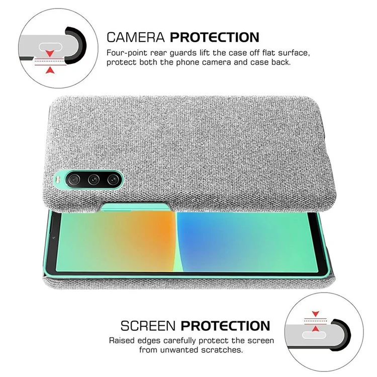 Para Sony Xperia 10 IV Carcasa de teléfono móvil a prueba de caídas Caja de color sólido Cubierta de teléfono PC+Cloth duro - Gris claro