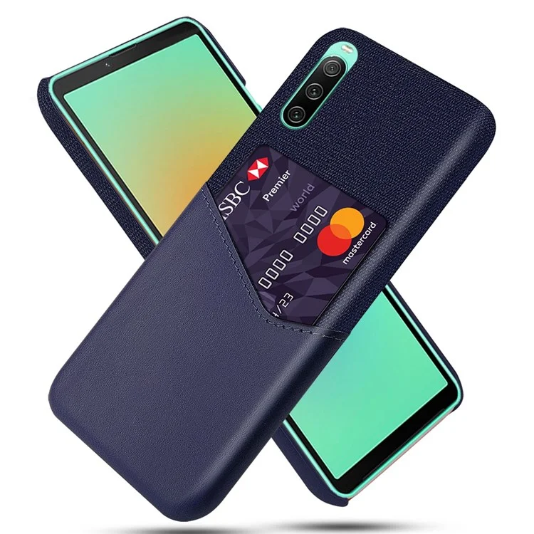 Custodia Per Il Telefono Slot Per Schede Texture Per Sony Xperia 10 IV, Copertina Posteriore Per Pc Con Rivestimento In Pelle PU - Blu