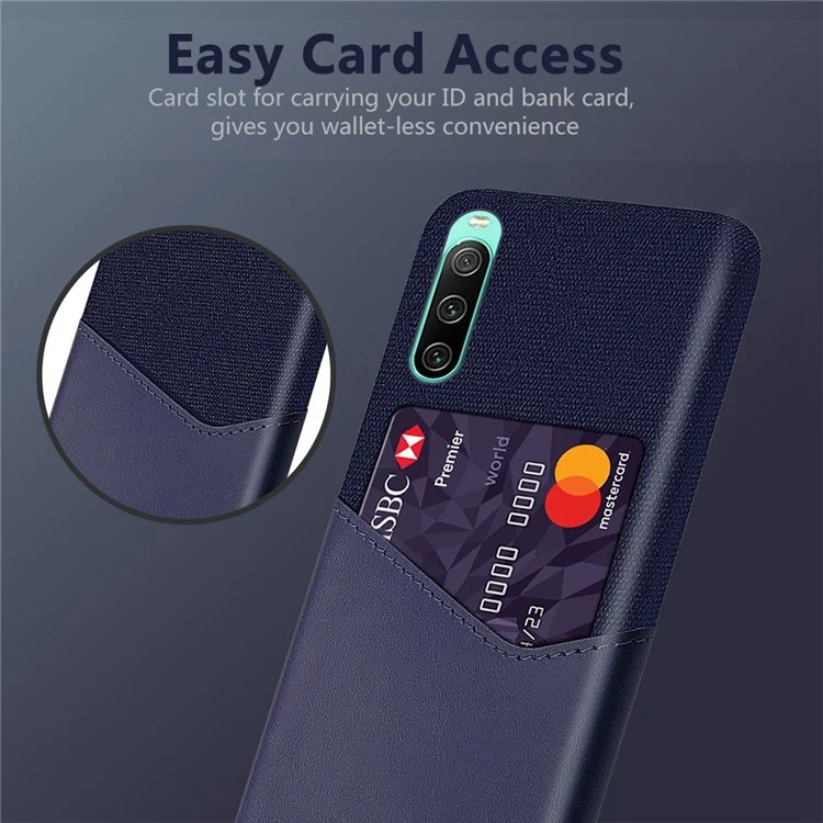 Custodia Per Il Telefono Slot Per Schede Texture Per Sony Xperia 10 IV, Copertina Posteriore Per Pc Con Rivestimento In Pelle PU - Blu