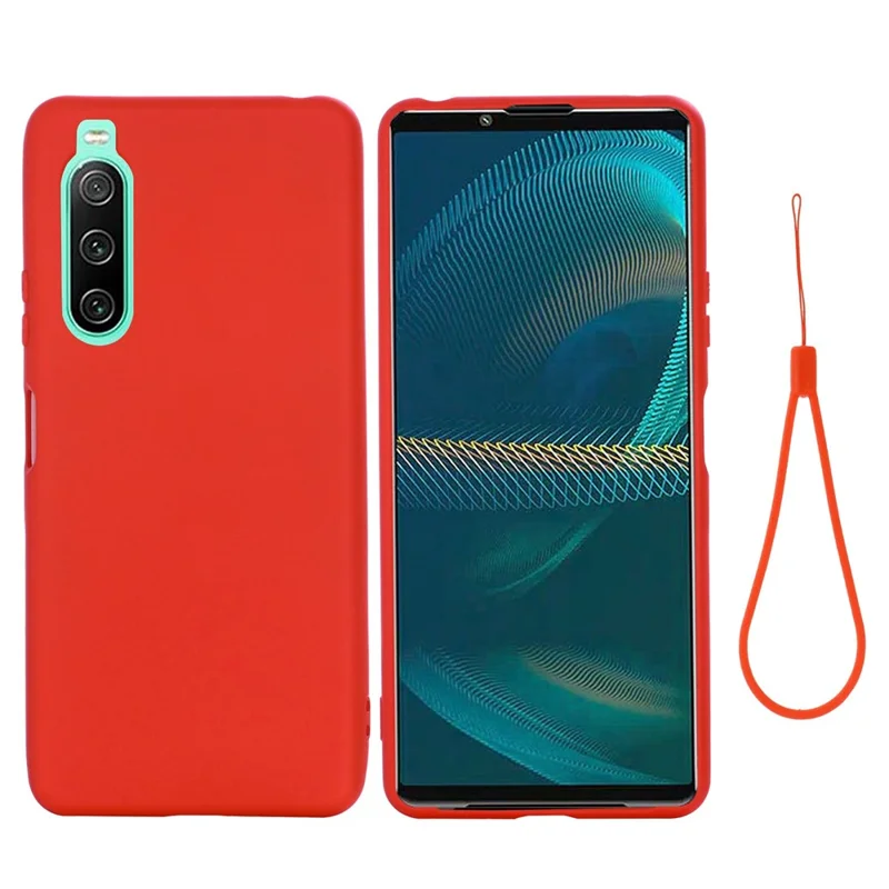 For Sony Xperia 10 IV 5G Drop-proof Liquid Silicone Phone Case Soft Microfiber Lining Cushion Anti-Scratch Protective Cover - Red