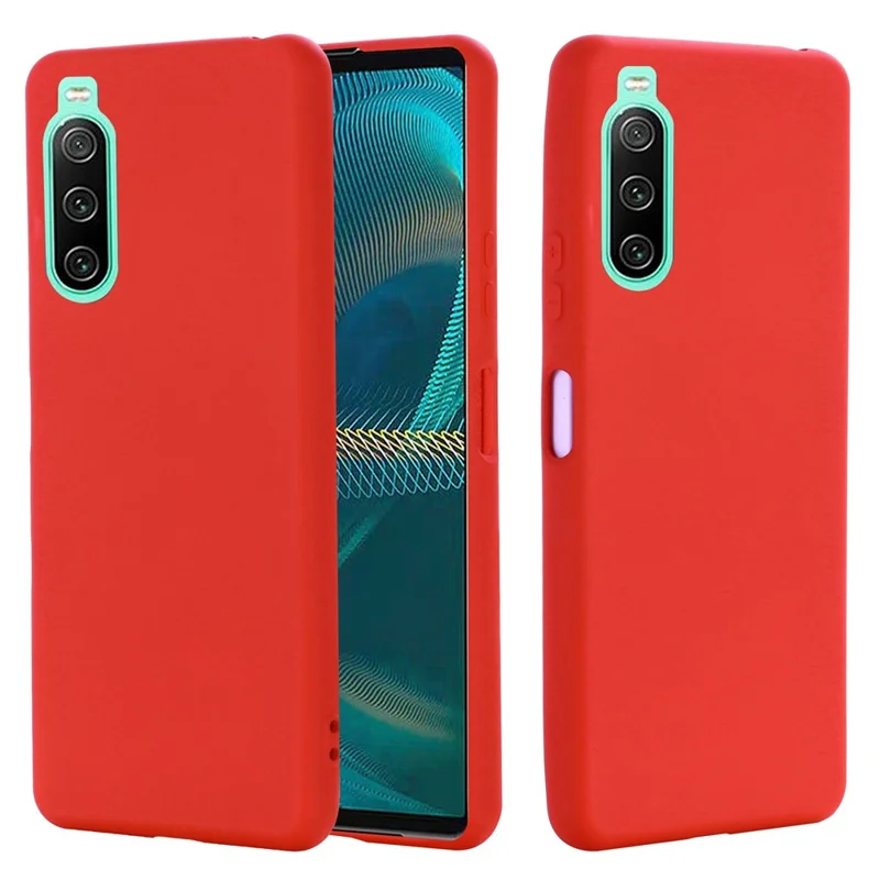 For Sony Xperia 10 IV 5G Drop-proof Liquid Silicone Phone Case Soft Microfiber Lining Cushion Anti-Scratch Protective Cover - Red
