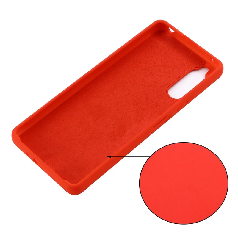 For Sony Xperia 10 IV 5G Drop-proof Liquid Silicone Phone Case Soft Microfiber Lining Cushion Anti-Scratch Protective Cover - Red