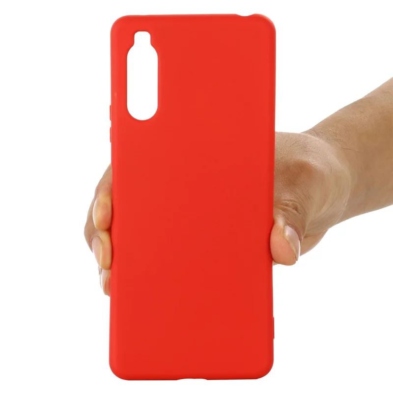 For Sony Xperia 10 IV 5G Drop-proof Liquid Silicone Phone Case Soft Microfiber Lining Cushion Anti-Scratch Protective Cover - Red