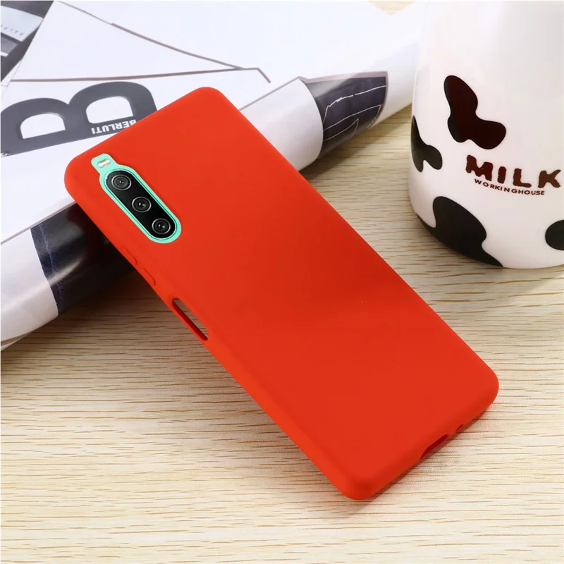 For Sony Xperia 10 IV 5G Drop-proof Liquid Silicone Phone Case Soft Microfiber Lining Cushion Anti-Scratch Protective Cover - Red