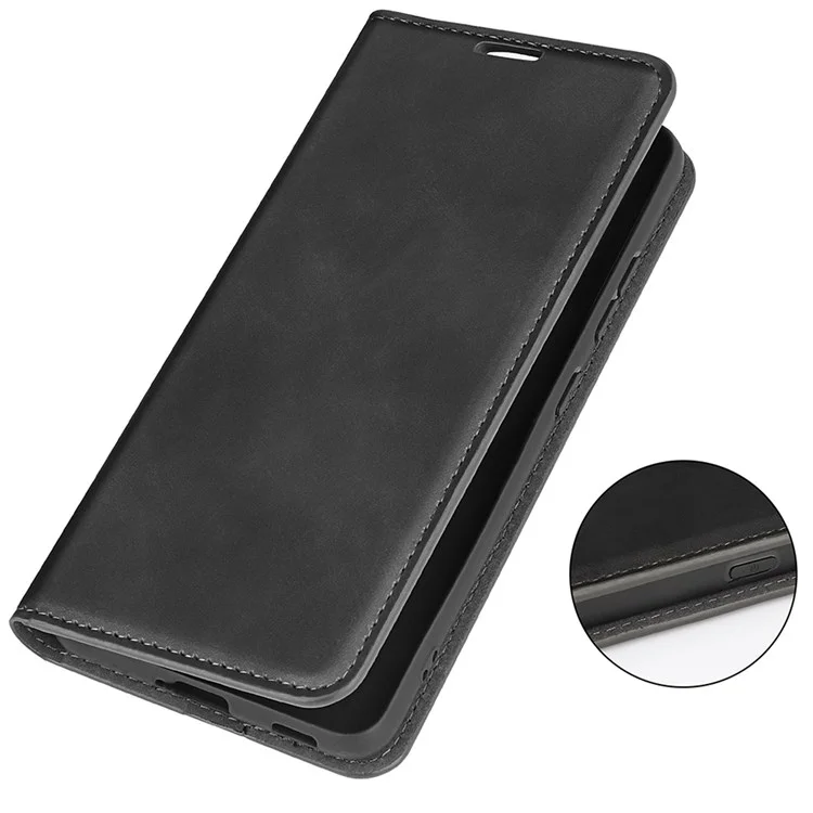 Per Sony Xperia 10 IV Custodia a Portafoglio in Pelle PU Flip Cover con 3 Slot per Schede Magnetica Auto-assorbente Pelle Touch Feeling Stand Folio Cover - Nero