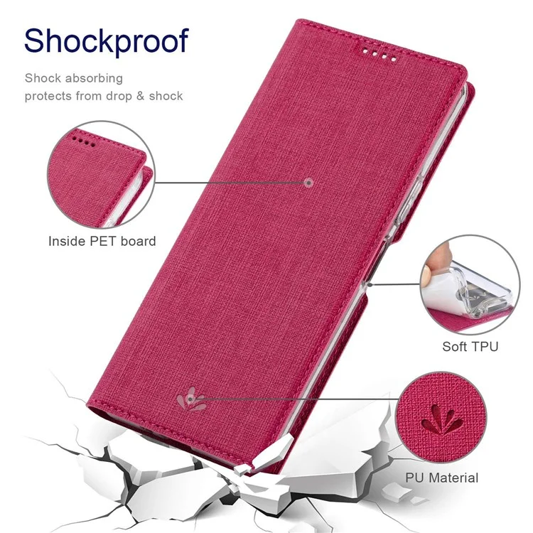 VILI DMX -serie Für Sony Xperia Ace III PU Leder -karten -kartenschlitzabdeckung Cover Ständer Flip Phone Hülle - Rose