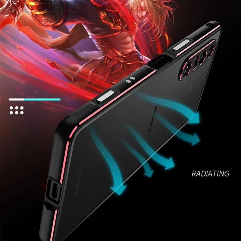 For Sony Xperia 1 IV 5G Bumper Case Metal Frame Shock Absorbent Bumper Cover with Camera Lens Protector - Silver/Silver