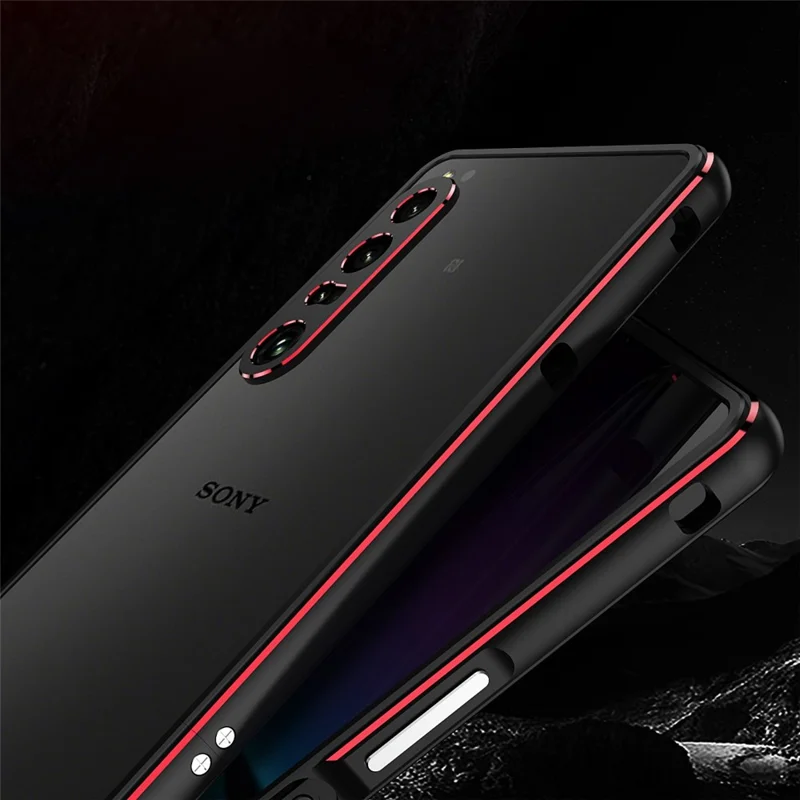 For Sony Xperia 1 IV 5G Bumper Case Metal Frame Shock Absorbent Bumper Cover with Camera Lens Protector - Silver/Silver