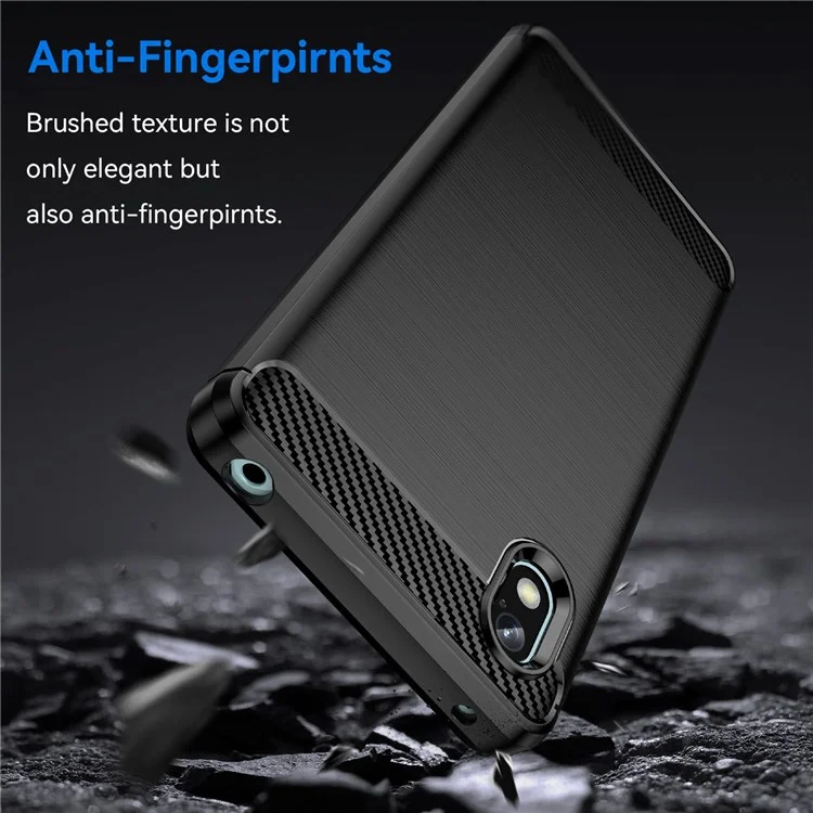 For Sony Xperia Ace III TPU Protective Phone Case Anti-scratch Carbon Fiber Texture Brushed Surface Cover - Black