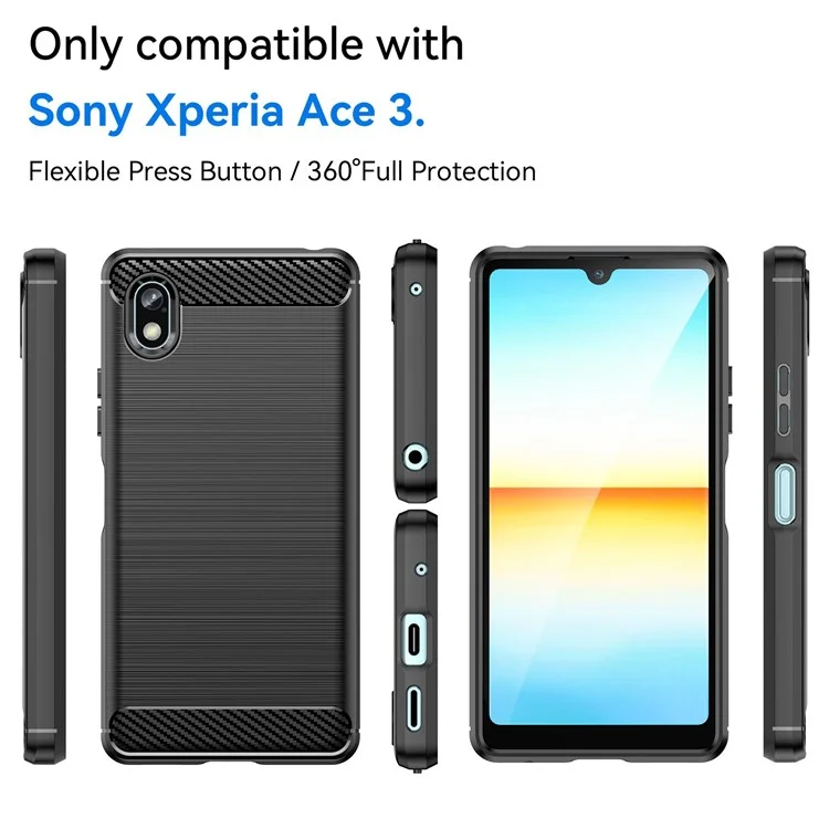 Для Sony Xperia Ace III TPU Защитный Телефон Против Царапинга Углеродного Волокна Текстура. - Черный