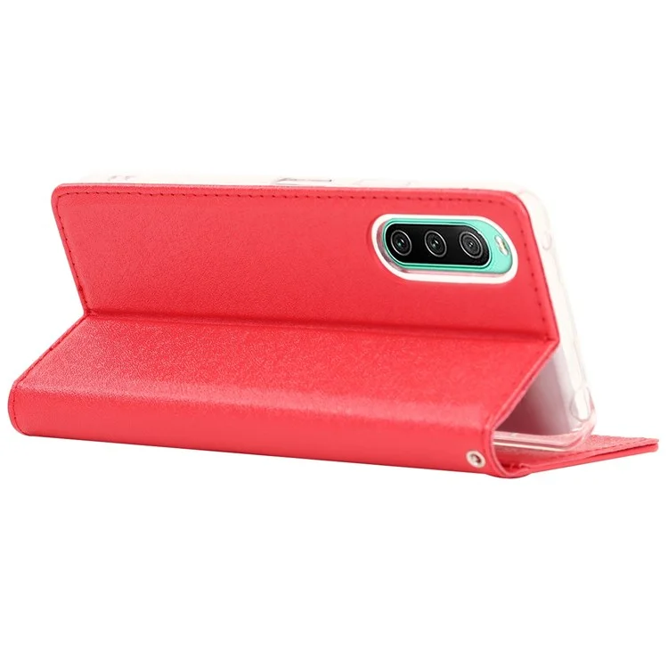 Per Sony Xperia 10 IV 5G Anti-scratch PU Settura Pettura Persuttura Custodia Per Telefono Coperchio di Telefono Cellulare Shock-shock With Strap - Rosso