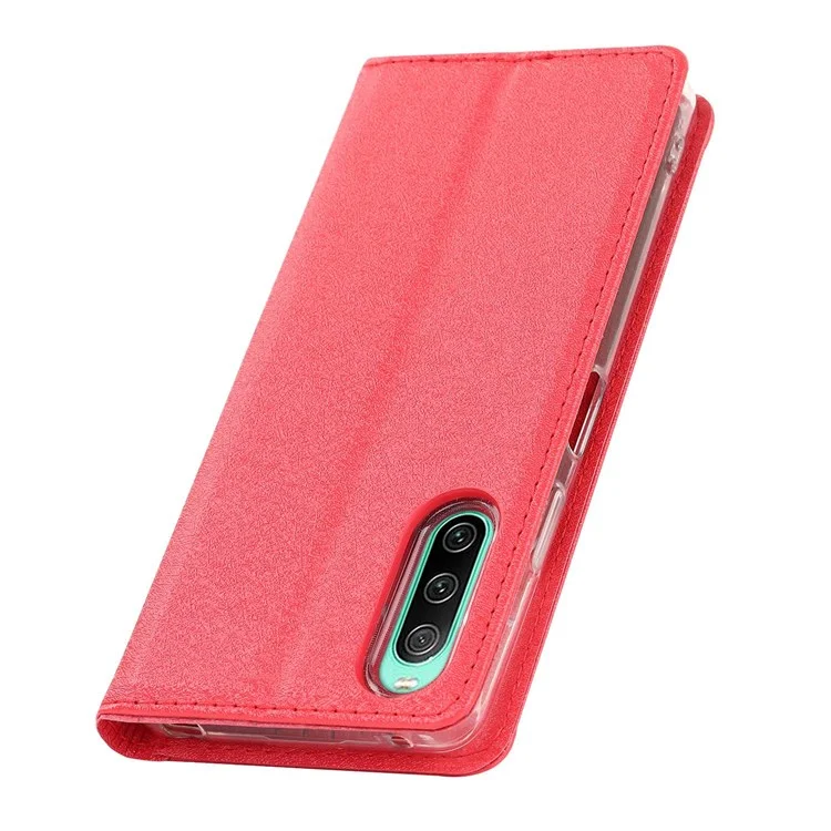Per Sony Xperia 10 IV 5G Anti-scratch PU Settura Pettura Persuttura Custodia Per Telefono Coperchio di Telefono Cellulare Shock-shock With Strap - Rosso