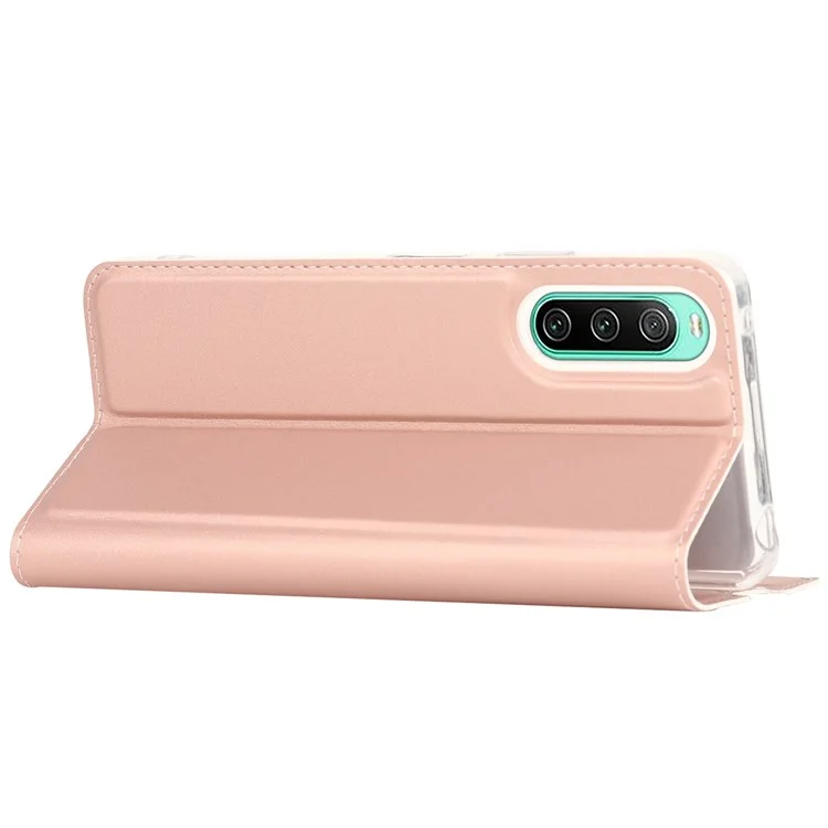 Estuche de Cuero de Protección General Para Sony Xperia 10 IV 5G, Soporte de Cierre Automático Magnético Cubierta de Teléfono Anti-stratch - Oro Rosa