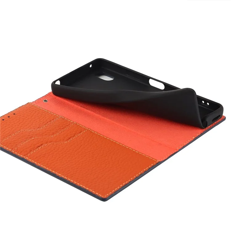 Для Sony Xperia Ace III 5G Shock -rayper Phone Cover Litchi Texture Подличная Кожаная Кошелька с Ручным Ремешком - Апельсин