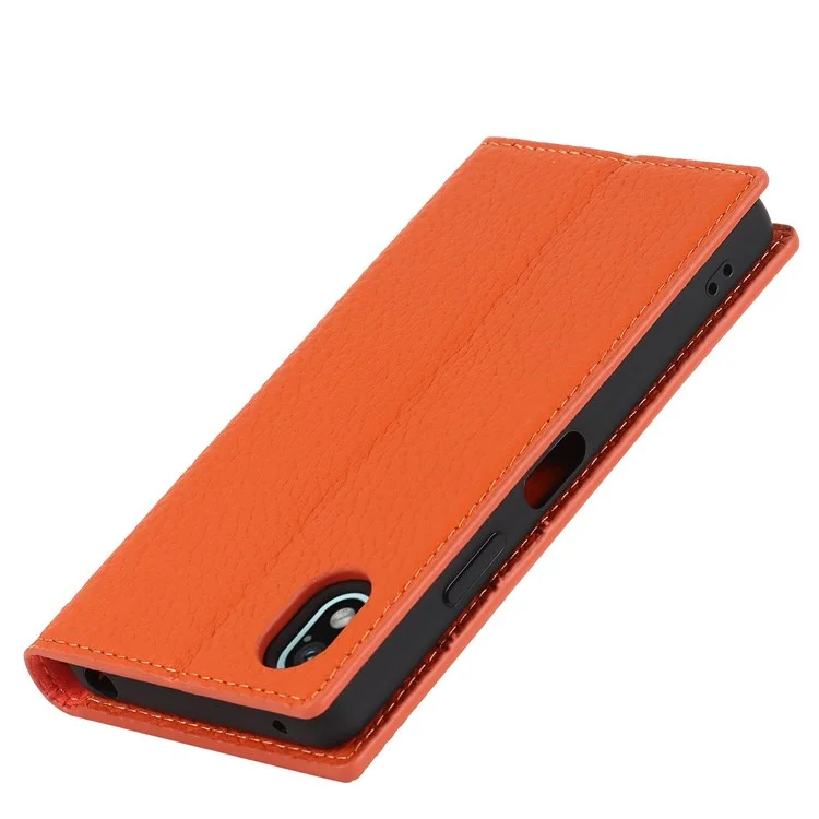 Для Sony Xperia Ace III 5G Shock -rayper Phone Cover Litchi Texture Подличная Кожаная Кошелька с Ручным Ремешком - Апельсин