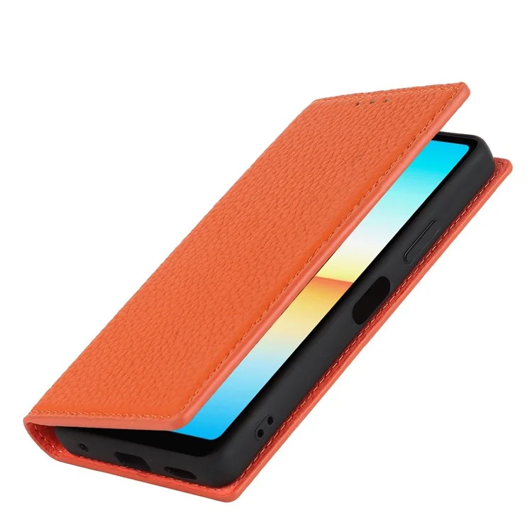Для Sony Xperia Ace III 5G Shock -rayper Phone Cover Litchi Texture Подличная Кожаная Кошелька с Ручным Ремешком - Апельсин