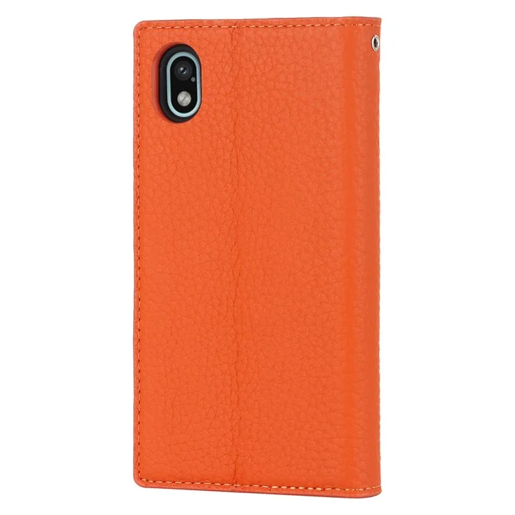 Для Sony Xperia Ace III 5G Shock -rayper Phone Cover Litchi Texture Подличная Кожаная Кошелька с Ручным Ремешком - Апельсин
