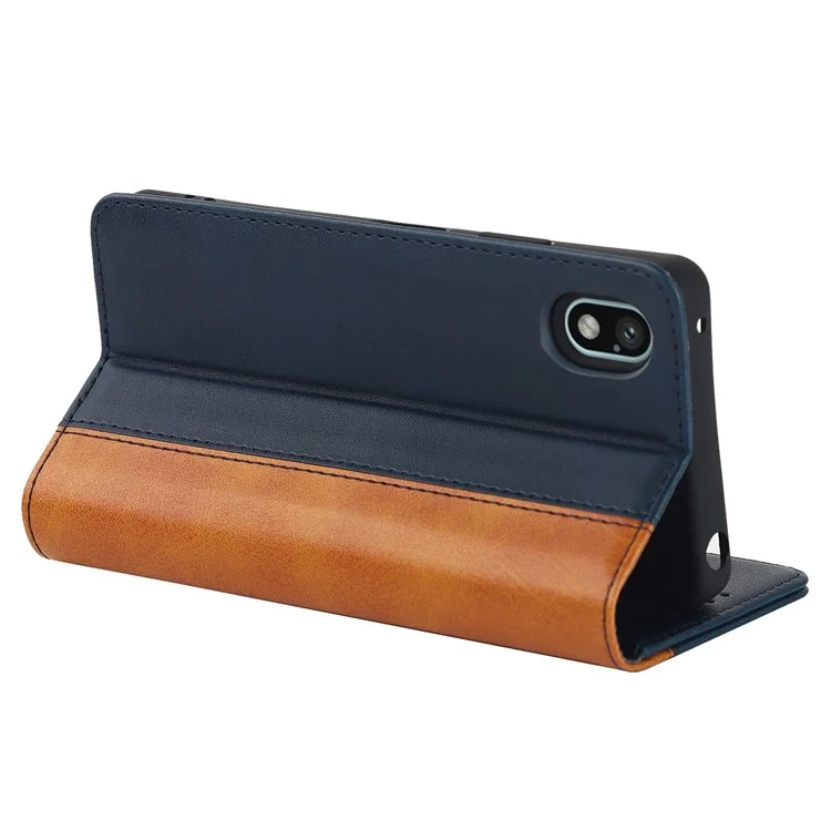 Für Sony Xperia Ace III 5G Anti-fall-telefonabdeckung Bi-farben-spleißen Magnetisch Automatisch Absorbiertes Pu-leder-telefongehäuse Mit Brieftaschenständer - Schwarz Gelb