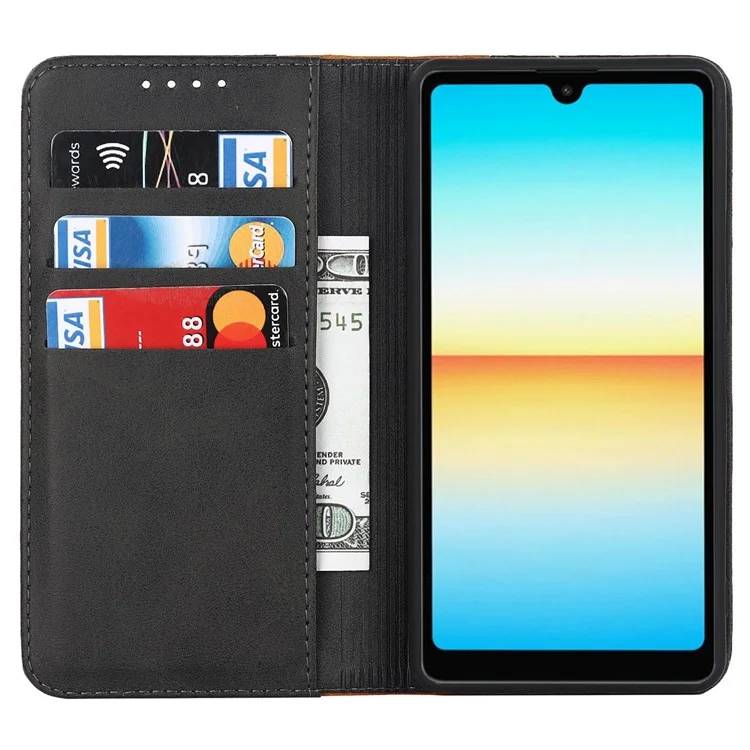 Für Sony Xperia Ace III 5G Anti-fall-telefonabdeckung Bi-farben-spleißen Magnetisch Automatisch Absorbiertes Pu-leder-telefongehäuse Mit Brieftaschenständer - Schwarz Gelb