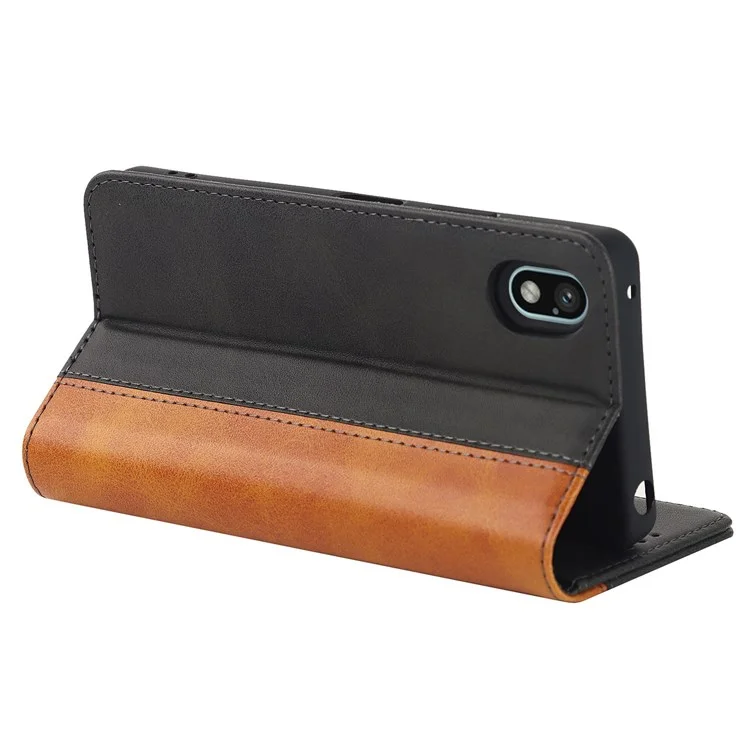 Für Sony Xperia Ace III 5G Anti-fall-telefonabdeckung Bi-farben-spleißen Magnetisch Automatisch Absorbiertes Pu-leder-telefongehäuse Mit Brieftaschenständer - Schwarz Gelb