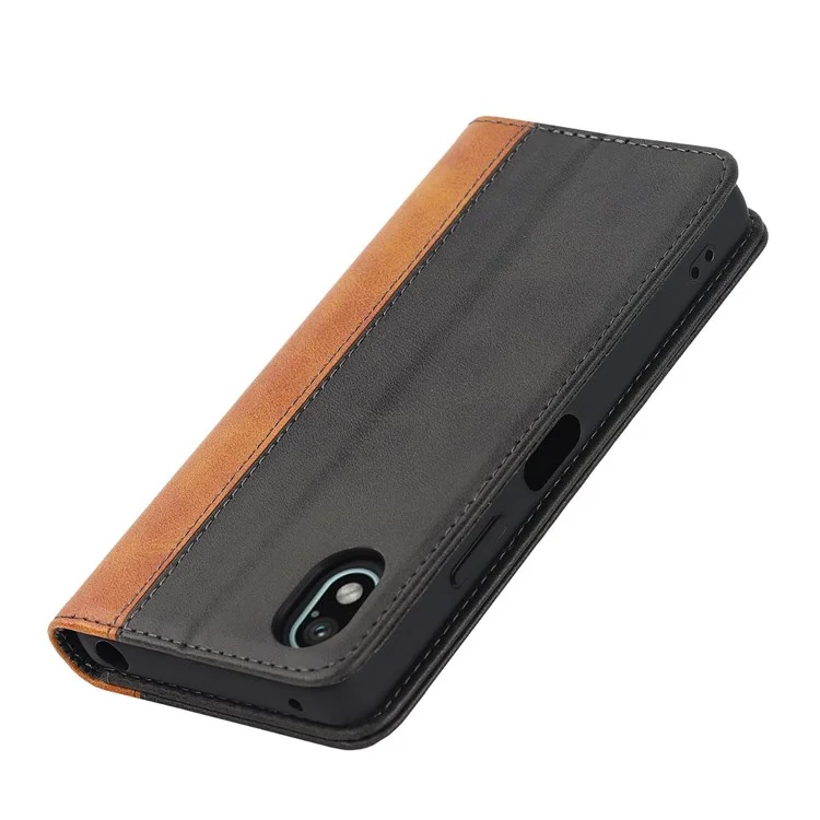 Für Sony Xperia Ace III 5G Anti-fall-telefonabdeckung Bi-farben-spleißen Magnetisch Automatisch Absorbiertes Pu-leder-telefongehäuse Mit Brieftaschenständer - Schwarz Gelb