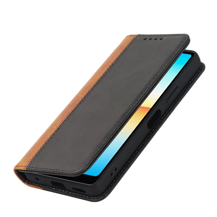 Für Sony Xperia Ace III 5G Anti-fall-telefonabdeckung Bi-farben-spleißen Magnetisch Automatisch Absorbiertes Pu-leder-telefongehäuse Mit Brieftaschenständer - Schwarz Gelb