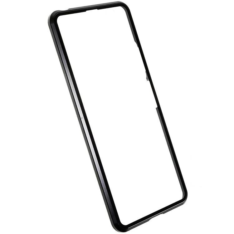 Für Sony Xperia 10 IV 5G stoßfeste Handyhülle Metallrahmen + gehärtetes Glas + PC-Rückseite Hybrid-Schutzhülle Magnetverschluss Handyhülle - Schwarz