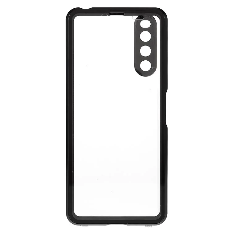 Für Sony Xperia 10 IV 5G stoßfeste Handyhülle Metallrahmen + gehärtetes Glas + PC-Rückseite Hybrid-Schutzhülle Magnetverschluss Handyhülle - Schwarz