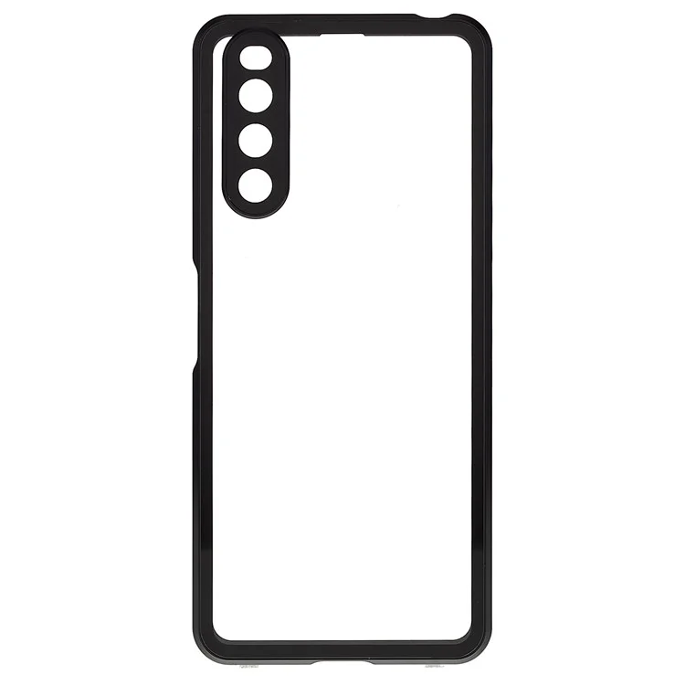 Für Sony Xperia 10 IV 5G stoßfeste Handyhülle Metallrahmen + gehärtetes Glas + PC-Rückseite Hybrid-Schutzhülle Magnetverschluss Handyhülle - Schwarz