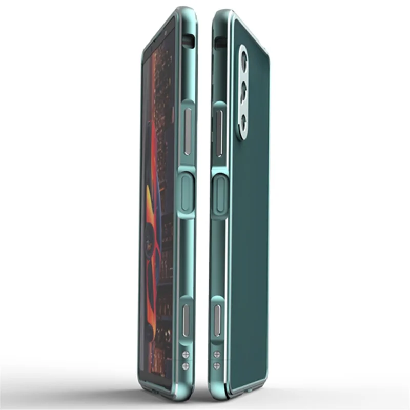 For Sony Xperia 5 IV 5G Well-protected Phone Case Metal Frame Shock Absorbent Bumper Cover with Camera Lens Protector - Green  /  Silver