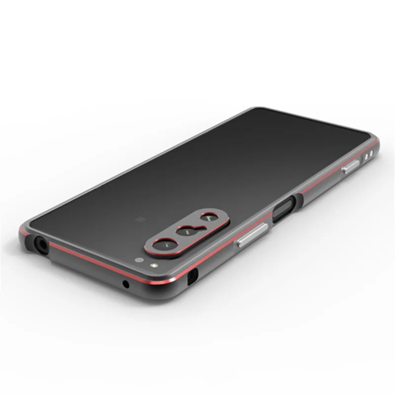 For Sony Xperia 5 IV 5G Well-protected Phone Case Metal Frame Shock Absorbent Bumper Cover with Camera Lens Protector - Green  /  Silver