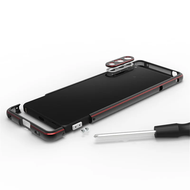 For Sony Xperia 5 IV 5G Well-protected Phone Case Metal Frame Shock Absorbent Bumper Cover with Camera Lens Protector - Green  /  Silver