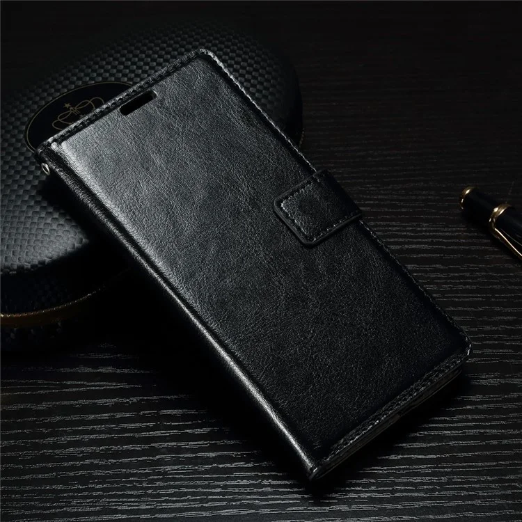Crazy Horse Leather Wallet Stand Case for Sony Xperia X Performance - Black