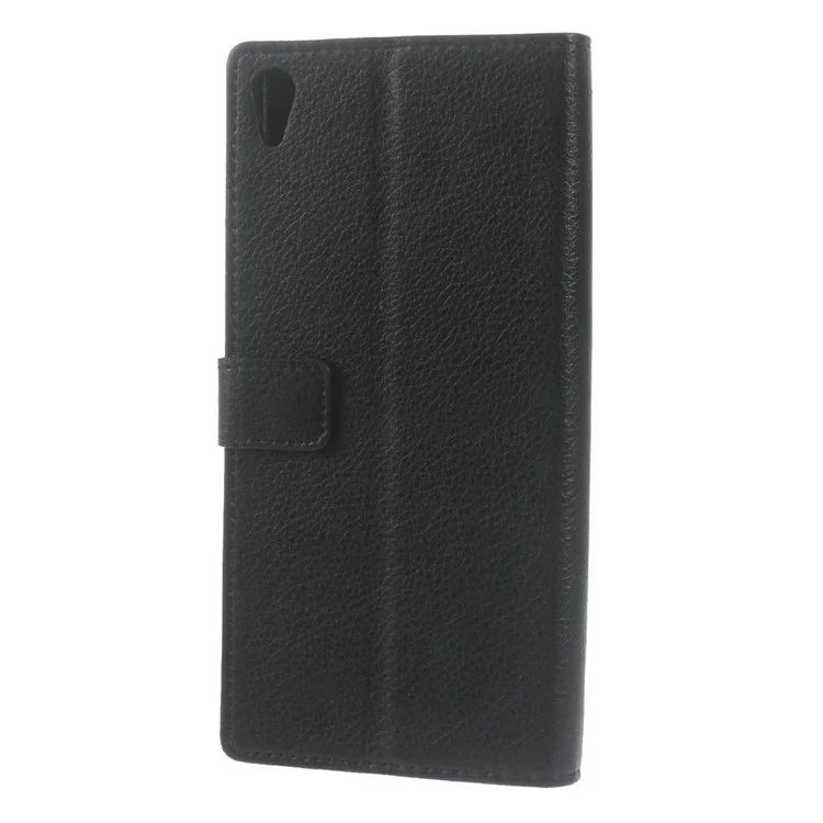 Litchi Grain Wallet Leather Case for Sony Xperia XA Ultra - Black