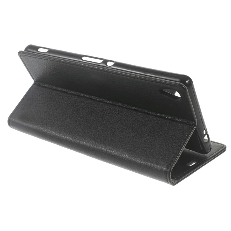 Litchi Grain Wallet Leather Case for Sony Xperia XA Ultra - Black