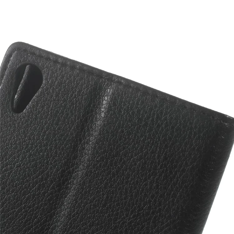 Litchi Grain Wallet Leather Case for Sony Xperia XA Ultra - Black
