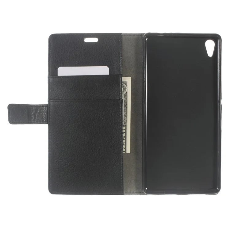 Litchi Grain Wallet Leather Case for Sony Xperia XA Ultra - Black